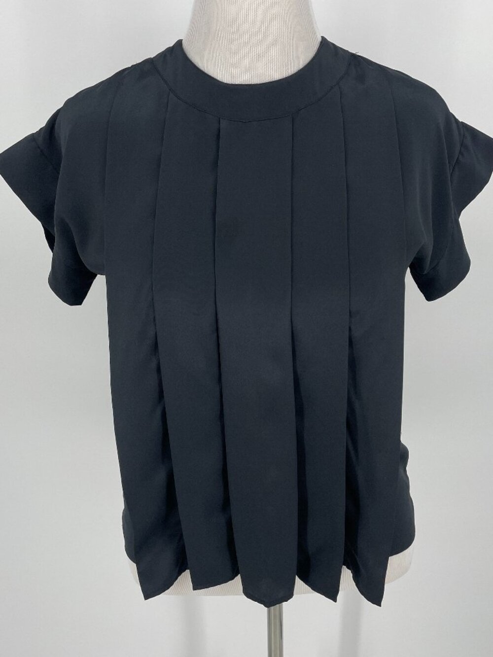 Vintage 80s Black Sculptural Pleated Blouse M